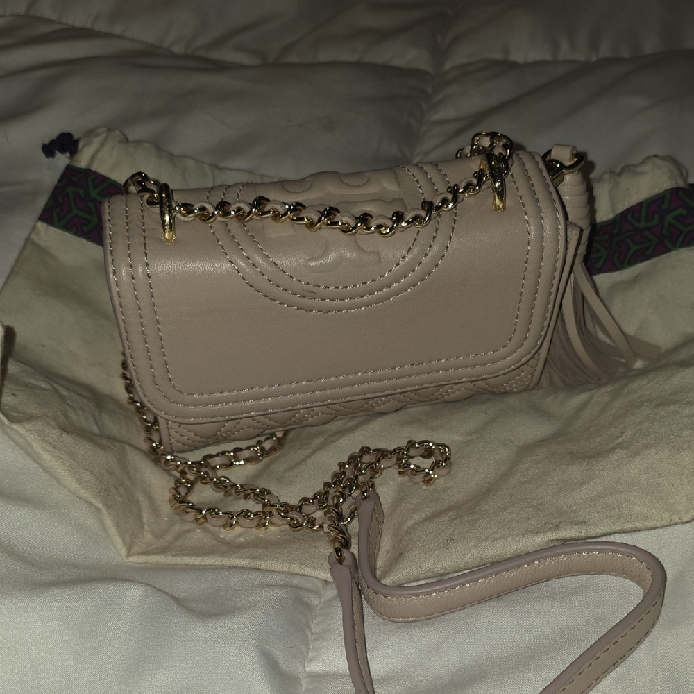 Tory Burch Blush Beige Leather Chain Crossbody